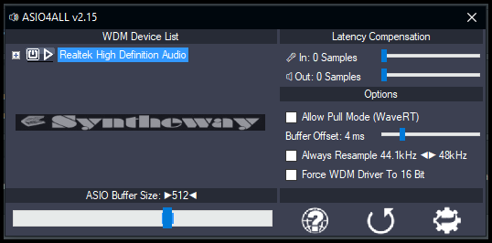 ASIO4ALL v2.14. ASIO drivers are a fine alternative to native Windows audio I/O drivers for many machines. Since the release of the freeware ASIO4ALL driver pack, improved performance and reduced latency are now in reach of even modest host CPUs. Combined 32/64 bit version, supports Win 98SE/ME/2k/XP/MCE/2003/XP64 and Vista/Windows 7/Windows 8.x/Windows 10 x86/x64