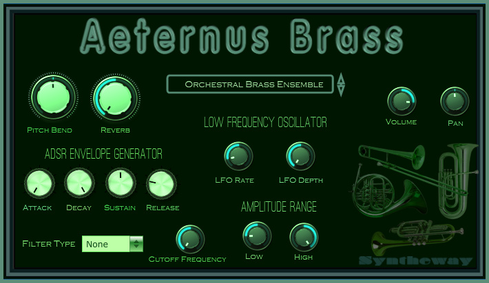 Click on to return to the main page of Aeternus Brass VSTi Software from Graphical User Interface (Screenshot)