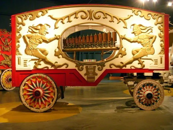 A calliope (see below for pronunciation) is an American musical instrument that produces sound by sending a gas, originally steam or, more recently, compressed air, through large whistles�originally locomotive whistles.